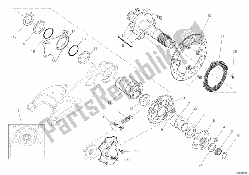 Toutes les pièces pour le Axe De Roue Arrière du Ducati Monster 1100 ABS USA 2010
